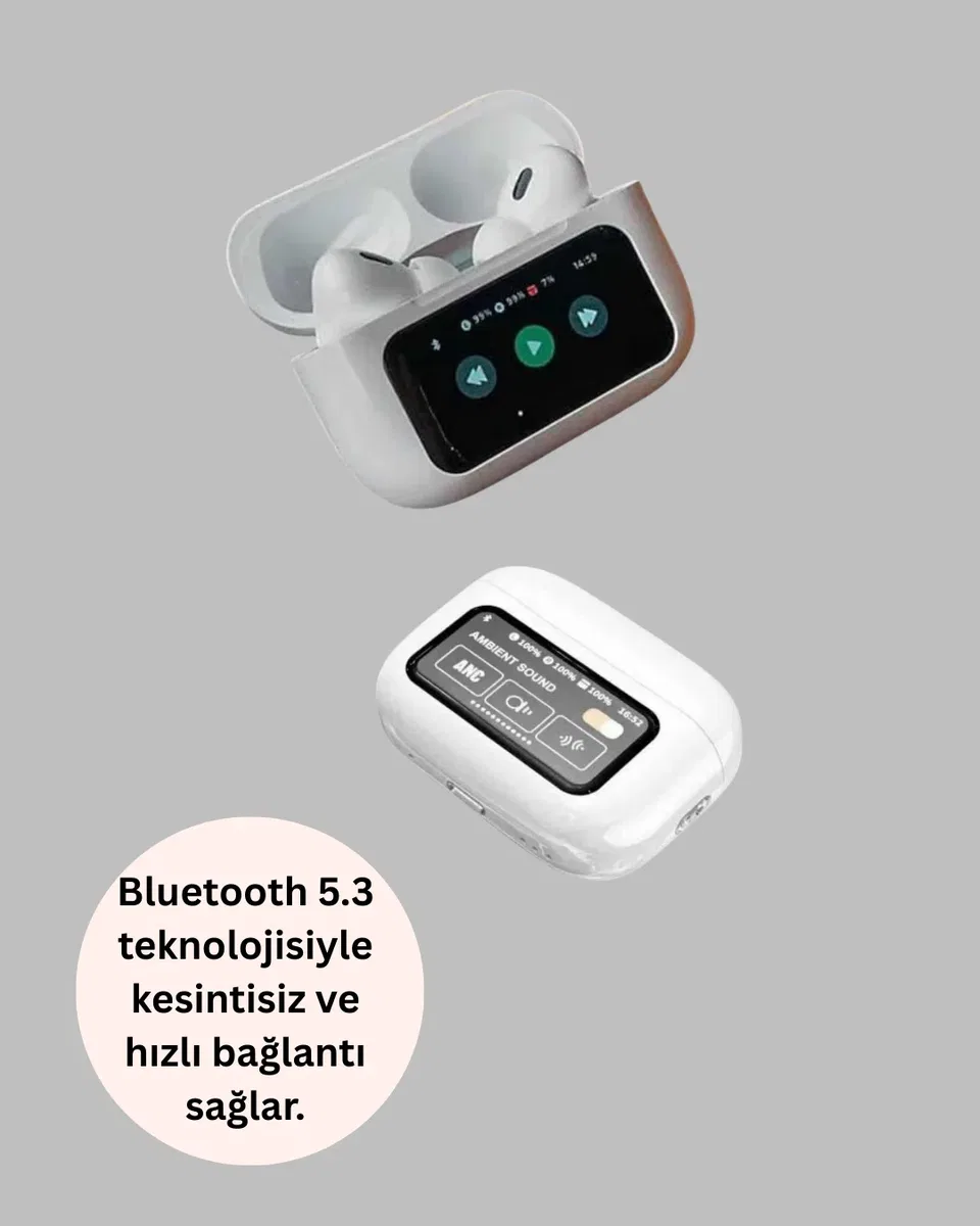 Dokunmatik Ekranlı Bluetooth Kulaklık ANC Gürültü Önleme Suya Dayanıklı Yeni Nesil görsel 3