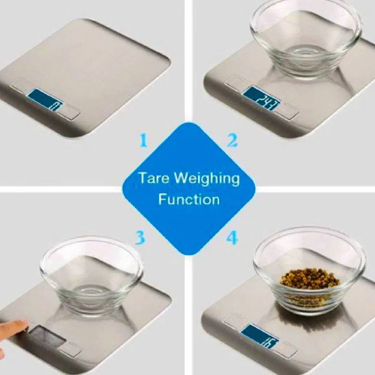 Dijital Mutfak Terazisi Paslanmaz Çelik Elektronik Lcd Ağırlık 5 Kg Ölçeklii Pişirme Ölçü Aleti görsel 5