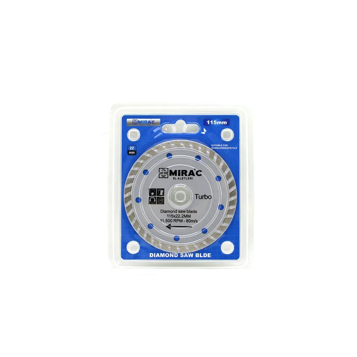 115 mm Mermer Kesme Diski 22. 2 mm İnce Turbo görsel 2