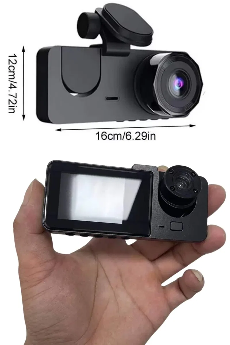 3 Kameralı 2 İnç 1080P Araç İçi Kamera Sürüş Kamerası CarPlay görsel 5