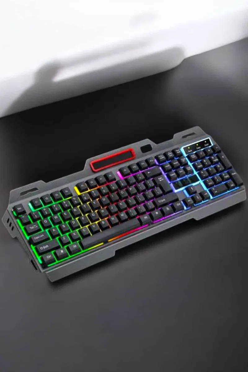 Led Işıklı Oyuncu Klavye Usb Girişli RGB Işıklı Q Klavye Mouse Hediyeli görsel 2