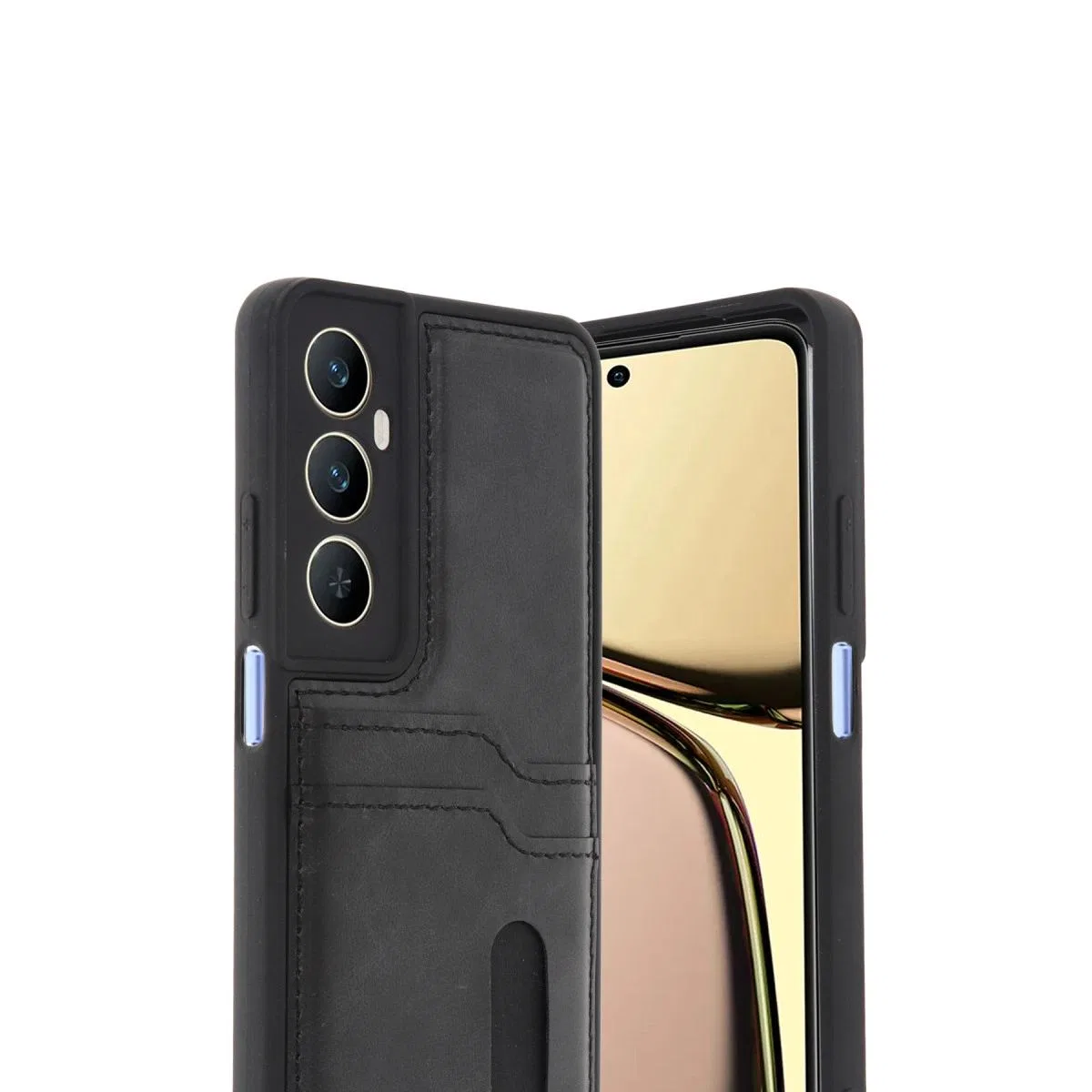 Realme C65 Sara Kartvizitli Deri Kılıf - Siyah görsel 2