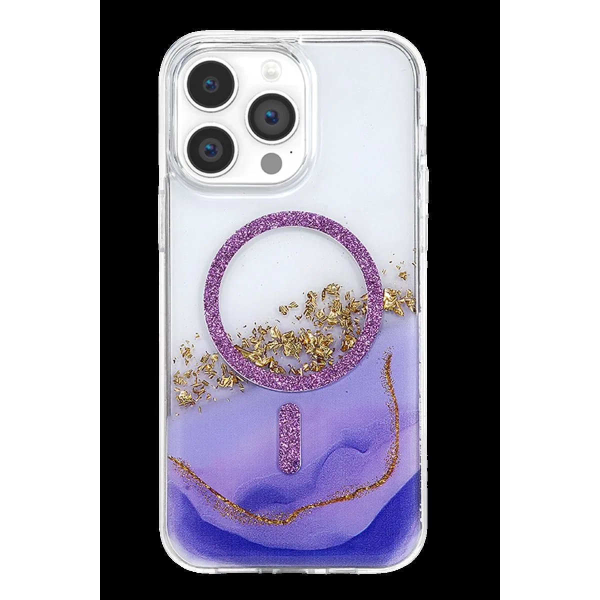 Onegif Apple İphone 14 Pro Max Lotus Simli Magsafe Kapak - Mor görsel 3