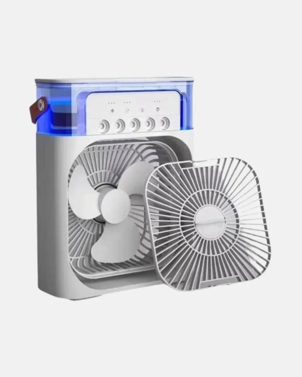 3’ü 1 Arada Mini Klima Fan USB Şarjlı, 7 Renk Gece Lambalı ve Nemlendirici görsel 2