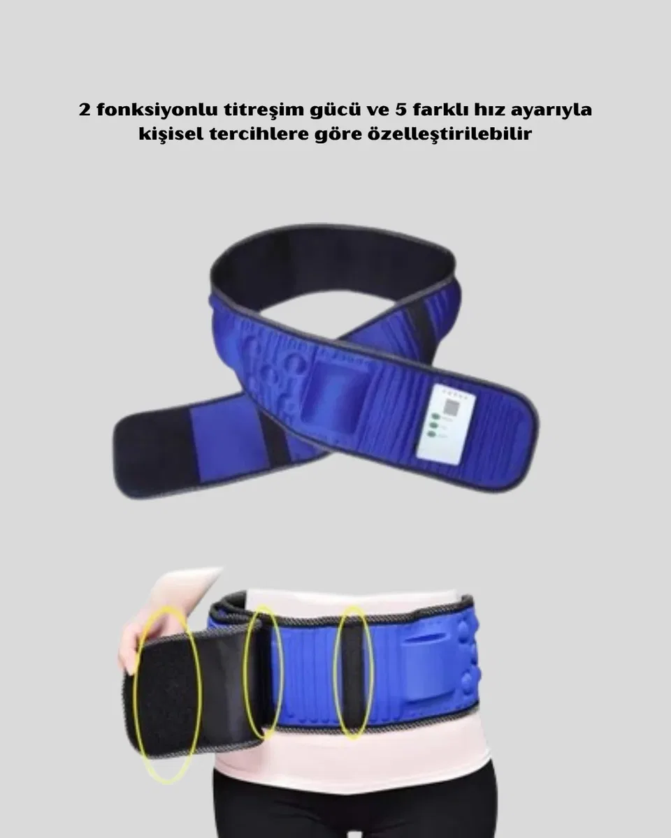 132 cm Motorlu Masaj Kemeri – 5 Kademe Hız, 2 Fonksiyon, Titreşimli Tasarım görsel 3