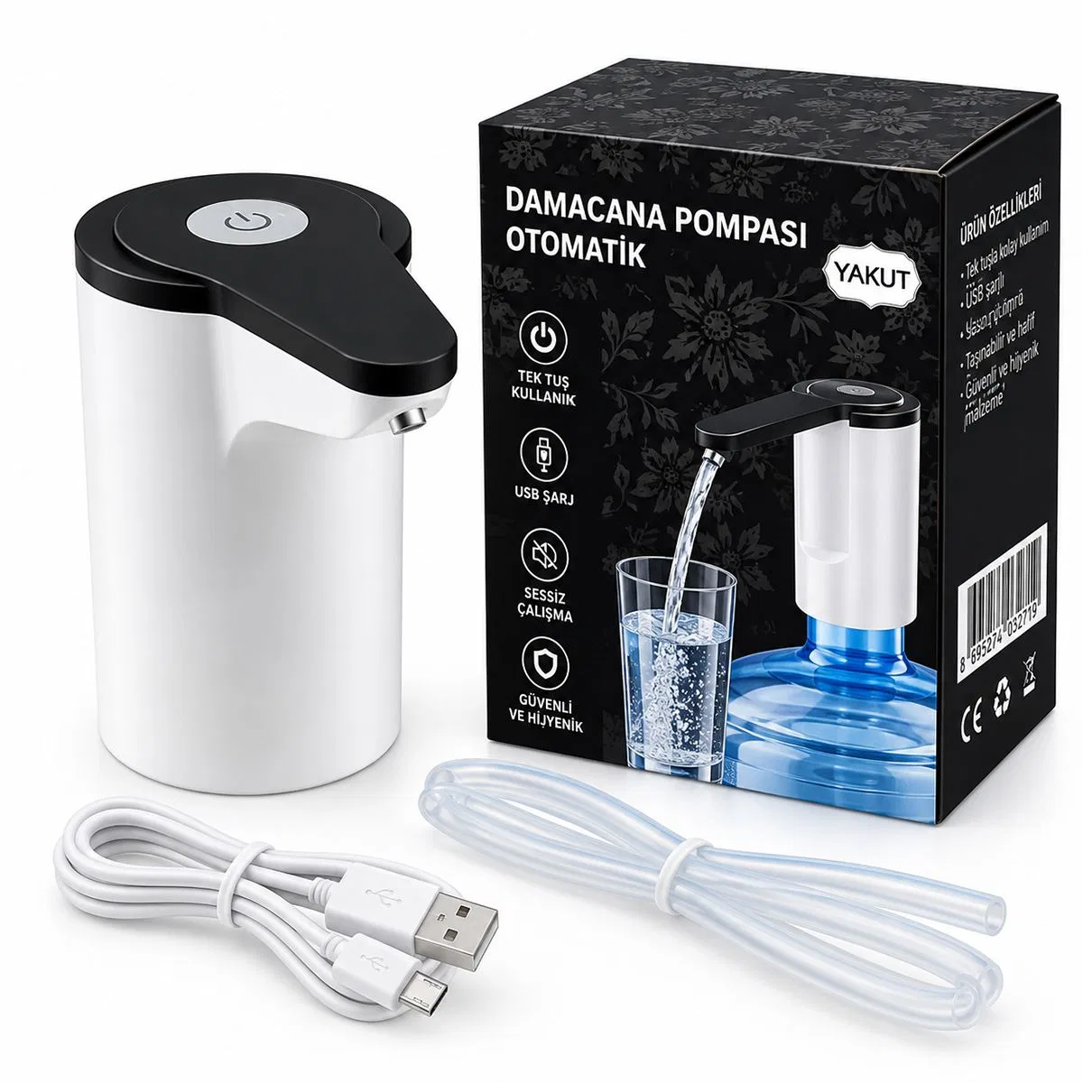 USB Şarjlı Otomatik Damacana Su Pompası görsel 2