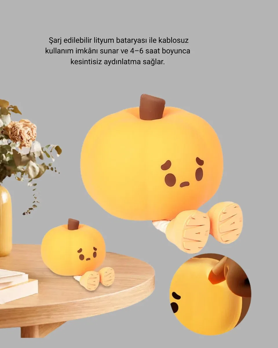 Dekoratif Pumpkin Gece Lambası Şarjlı Dokunmatik LED Işık Yeni Nesil görsel 5
