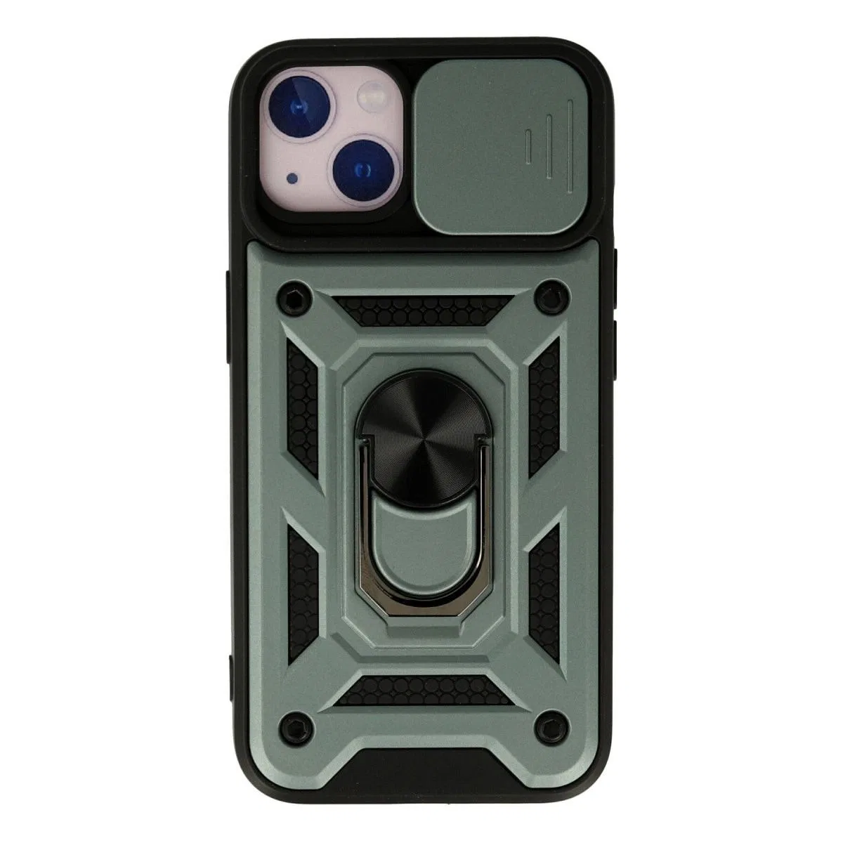 Apple İphone 15 Kılıf Pars Lens Yüzüklü Silikon - Yeşil