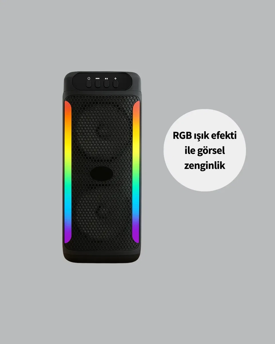 Çift 4 inç Hoparlörlü RGB Işıklı Bluetooth Ses Sistemi görsel 3