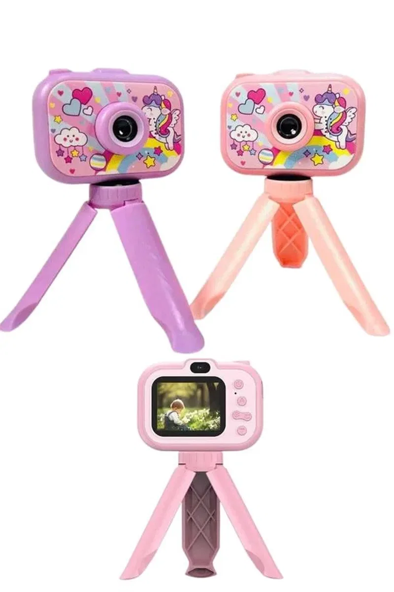 Çocuklara Özel Ayaklı Mini Fotoğraf Makinesi Dijital LCD Ekran görsel 4