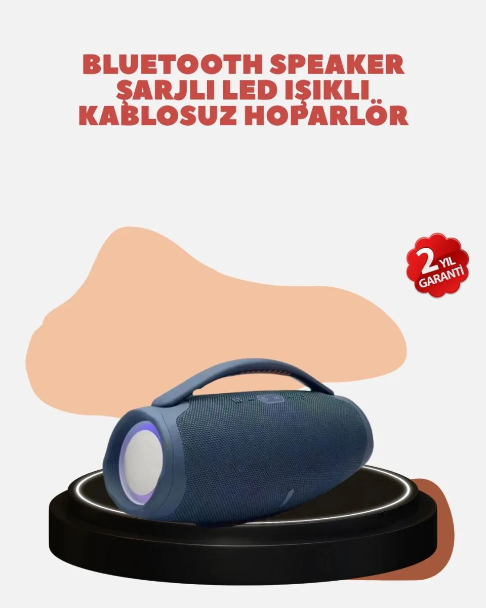 Renkli Led Efektli Suya Dayanıklı Taşınabilir Kablosuz Hoparlör