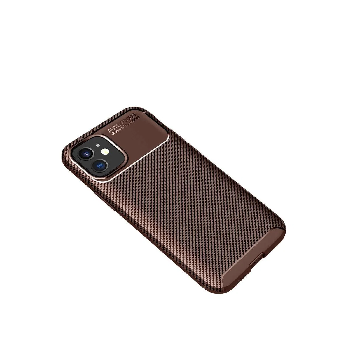 Apple İphone 12 Mini Kılıf Auto Focus Karbon Kapak - Kahverengi görsel 2