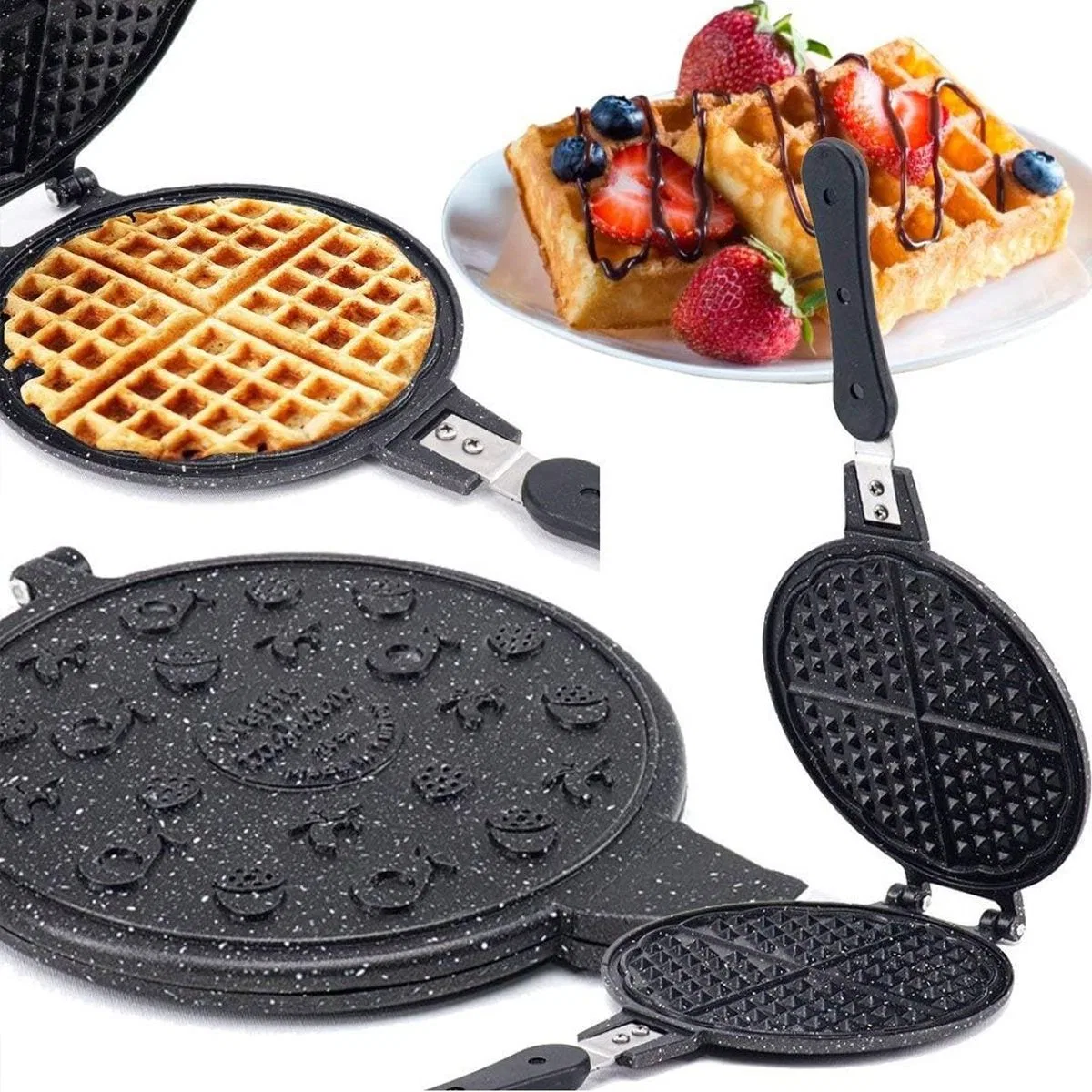 20 cm Granit Döküm Waffle Tava - Bakalit Saplı görsel 3