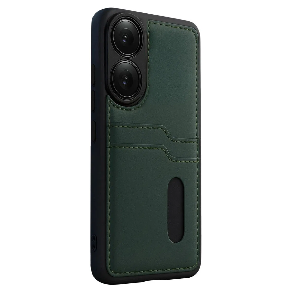 Oppo A38 Sara Kartvizitli Deri Kılıf - Yeşil görsel 2