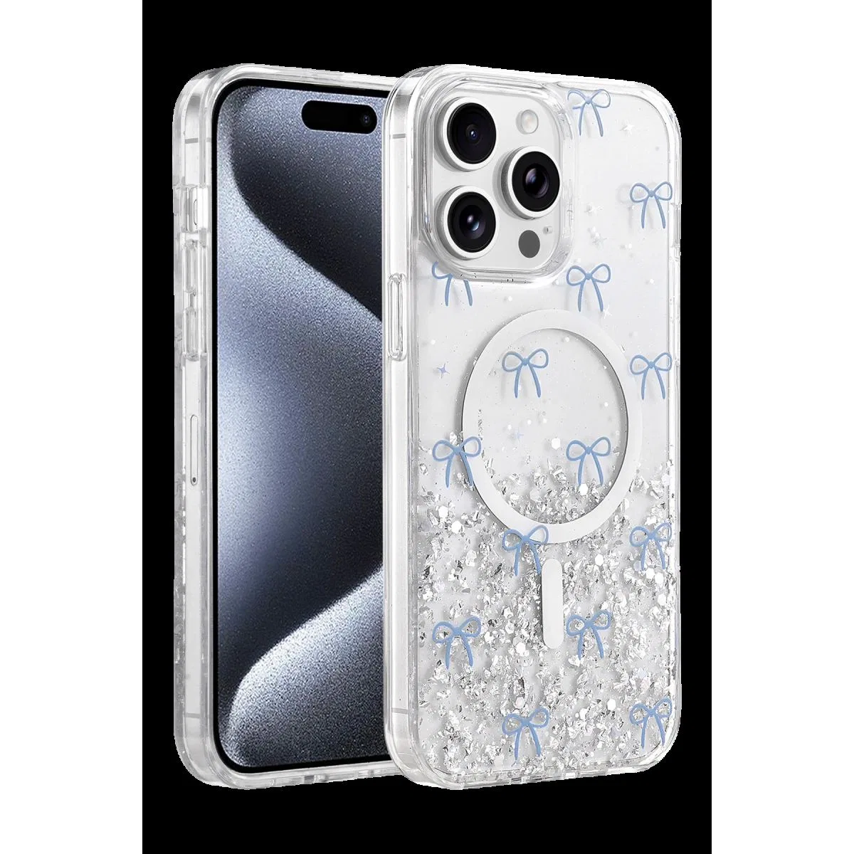 Onegif Apple İphone 15 Pro Max Misk Simli Magsafe Kapak - Desen 3