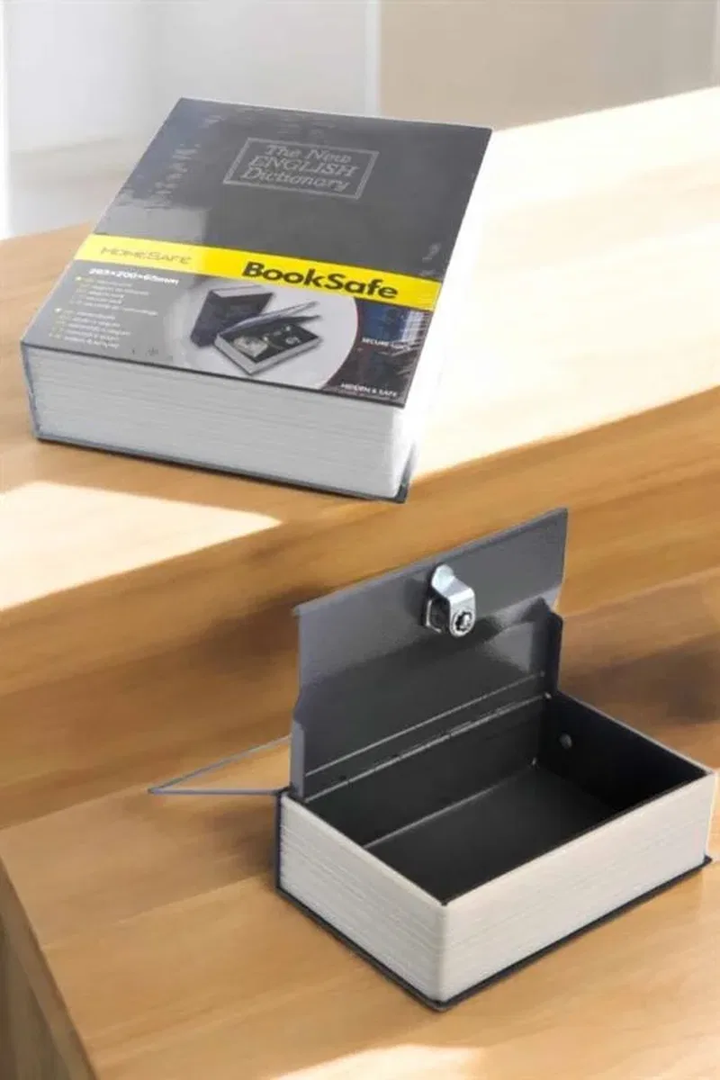 Gizli Kasa İngilizce Sözlüğü Kitap Görünümlü Anahtarlı Gizli Mini Çelik Kasa Kilitli görsel 3