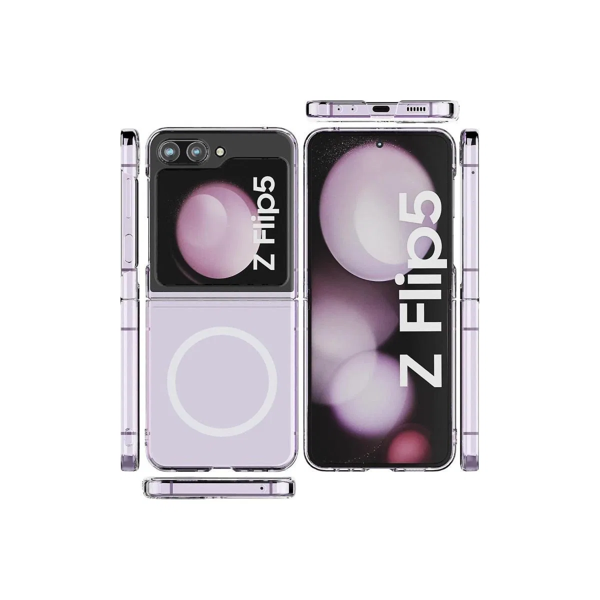 Newface Samsung Galaxy Z Flip 5 Kılıf Magneticsafe Şeffaf Silikon - Şeffaf görsel 2