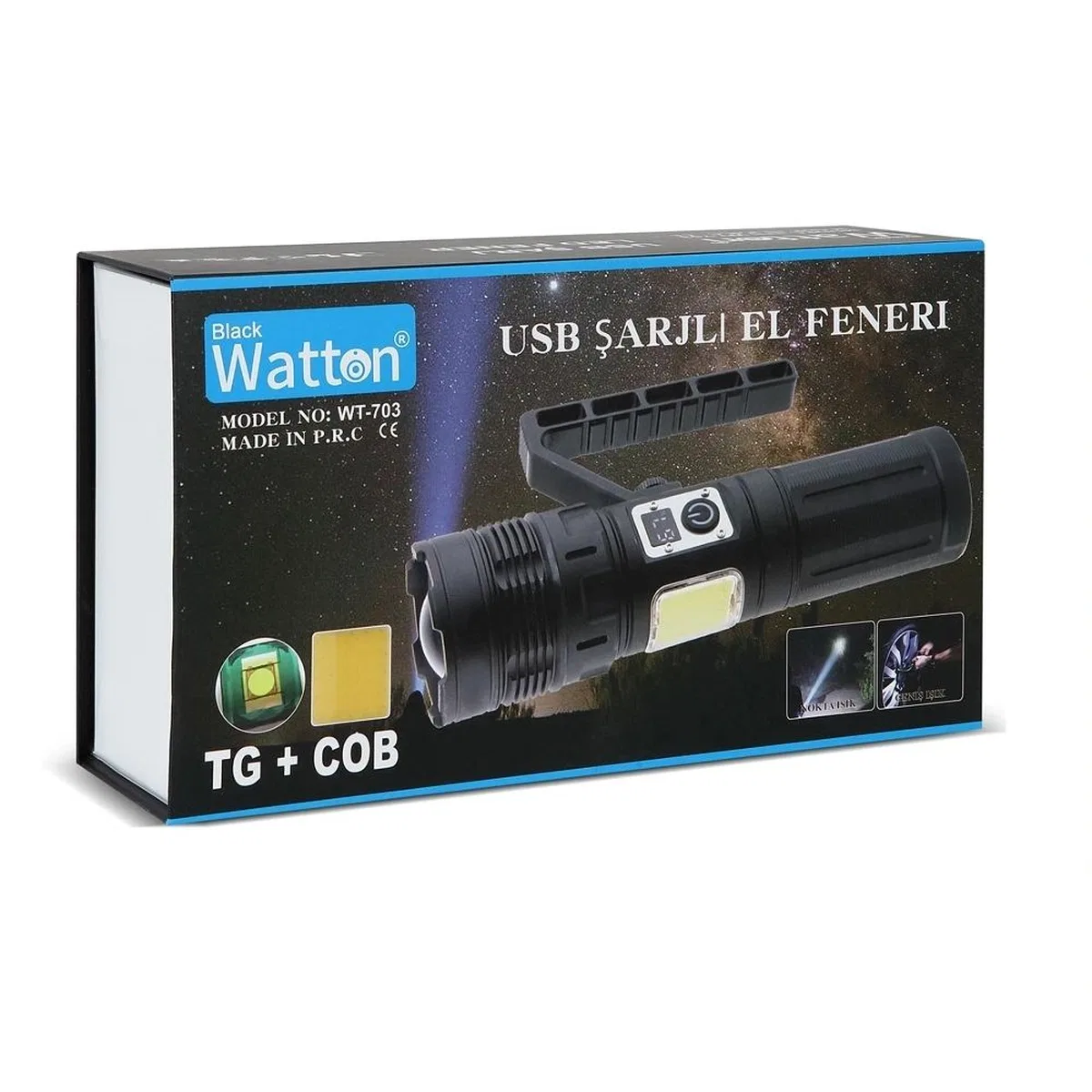 15. 000 Lümen Tg+cob Led Şarjlı El Feneri Wt-703 görsel 5
