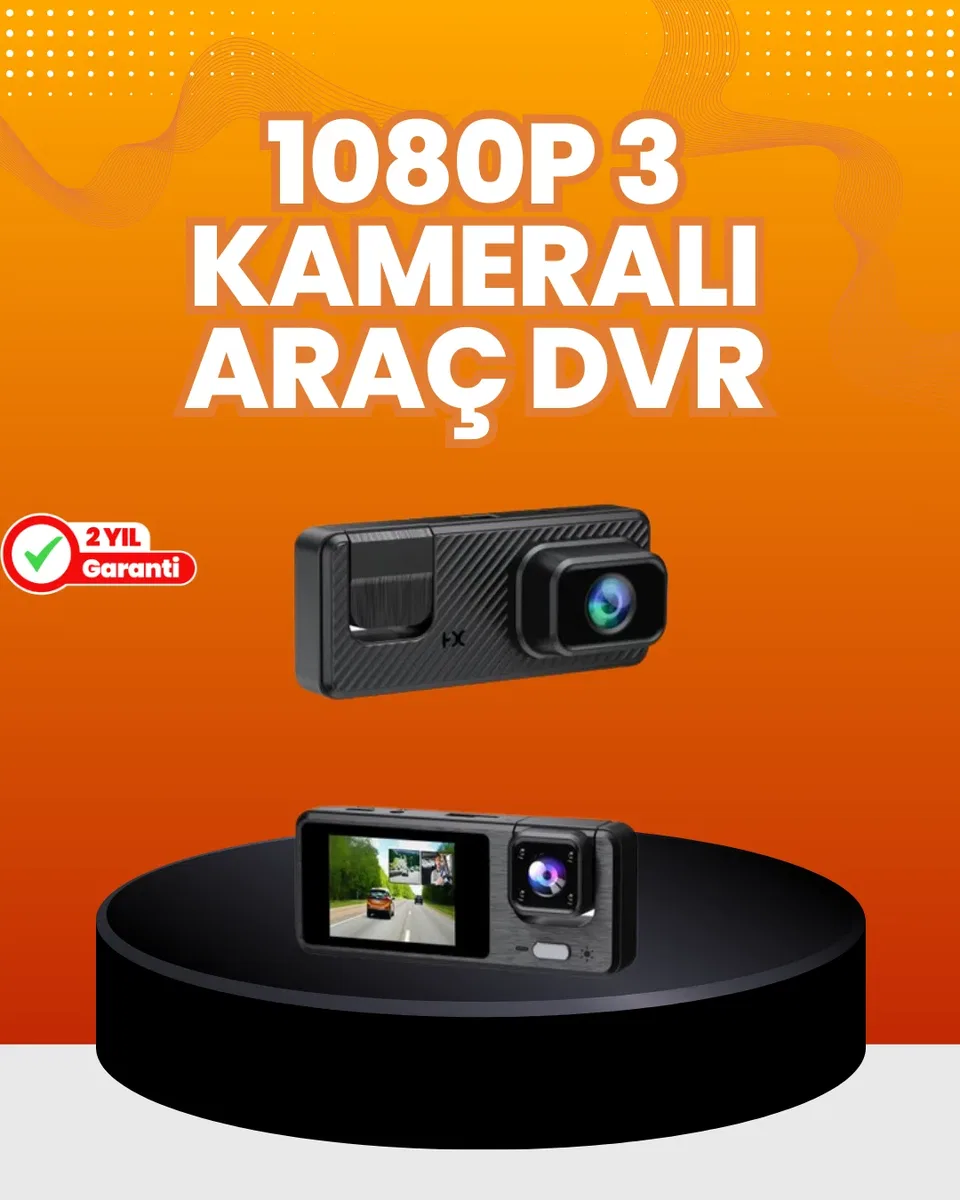 Araç İçi Güvenlik Kamerası | 3 Klı, 24 Saat Park Kaydı Destekli