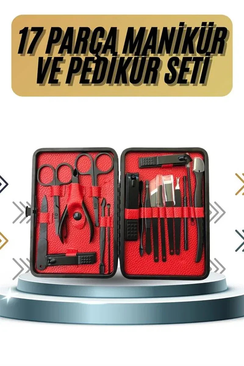 17 Parça Manikür Pedikür Seti El Ayak Bakım Seti Tırnak Makası Törpü görsel 2