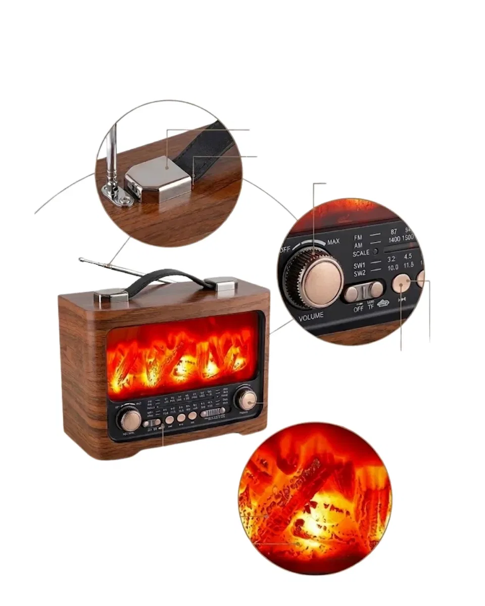 Şömine Efektli Bluetooth Hoparlör FM Radyo USB TF Kart Destekli Kablosuz Müzik Çalar görsel 5