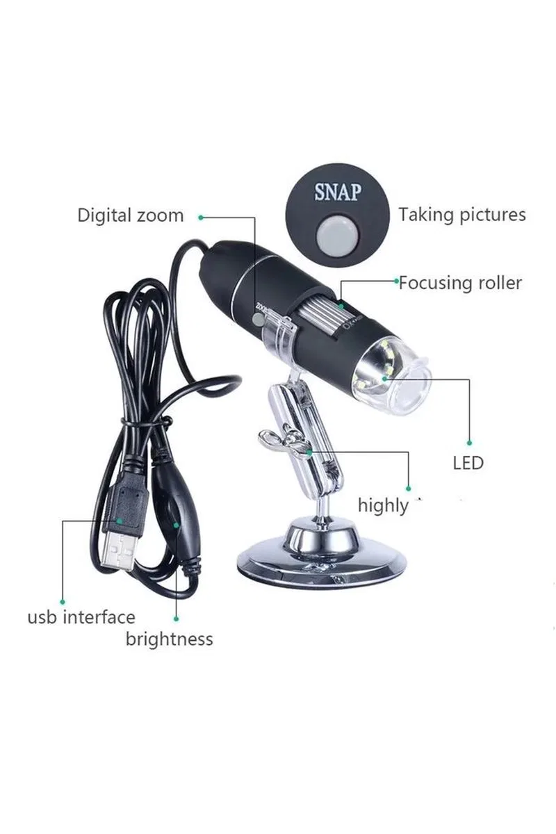 1600x Usb Dijital Mikroskop Kamera Endoskop 8led Büyüteç Metal Standı görsel 7