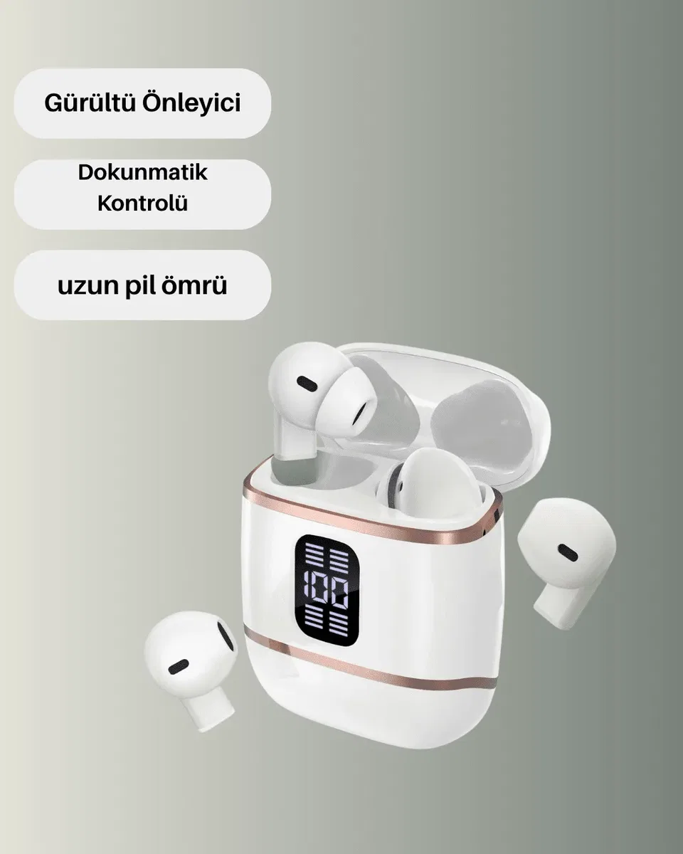 Bluetooth 5. 3 Kulaklık – 4 Adet, Çift Kulaklıklı, Dijital Göstergeli, ANC + ENC görsel 2