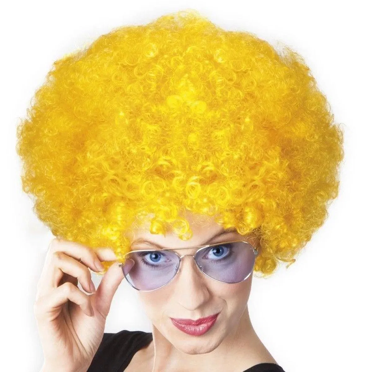 Sarı Renk Kıvırcık Afro Bonus Peruk görsel 2