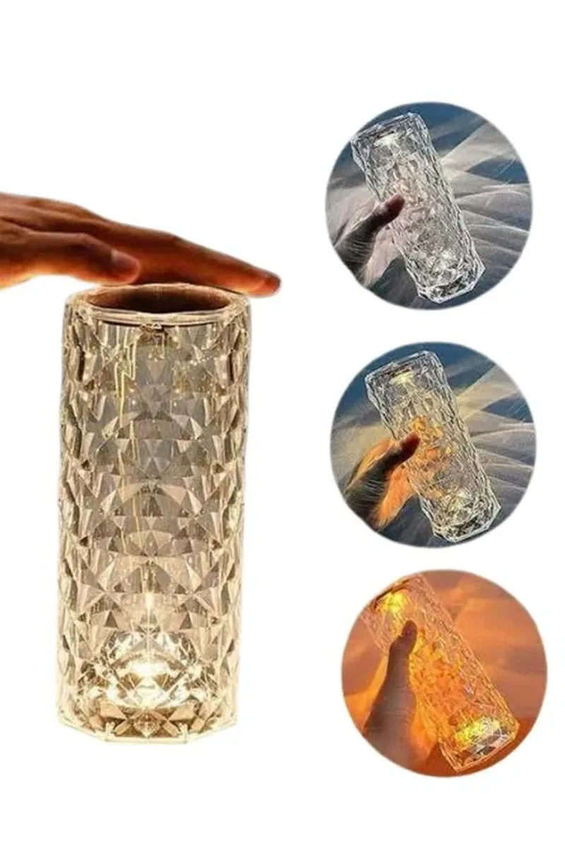 Kristal Lamba Masa Lambası Şarjlı Masa Lambası Dokunmatik Sensör Usb Şarjlı görsel 4