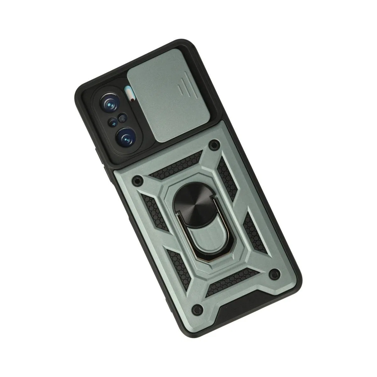Xiaomi Poco F3 Kılıf Pars Lens Yüzüklü Silikon - Yeşil görsel 2
