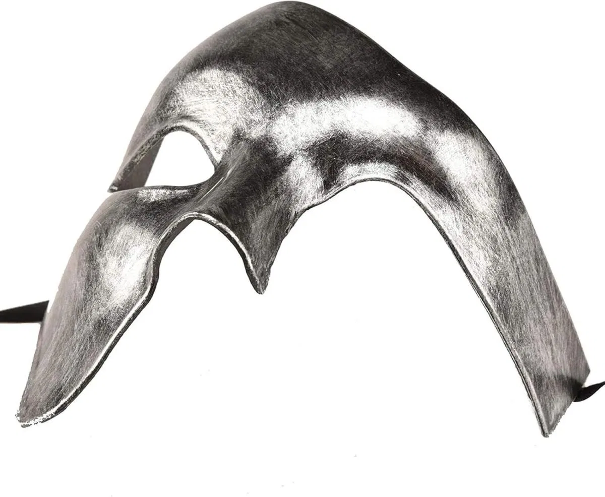 Antik Eskitme Gümüş Erkek Yarım Maske - Phantom Parti Balo Maskesi görsel 4