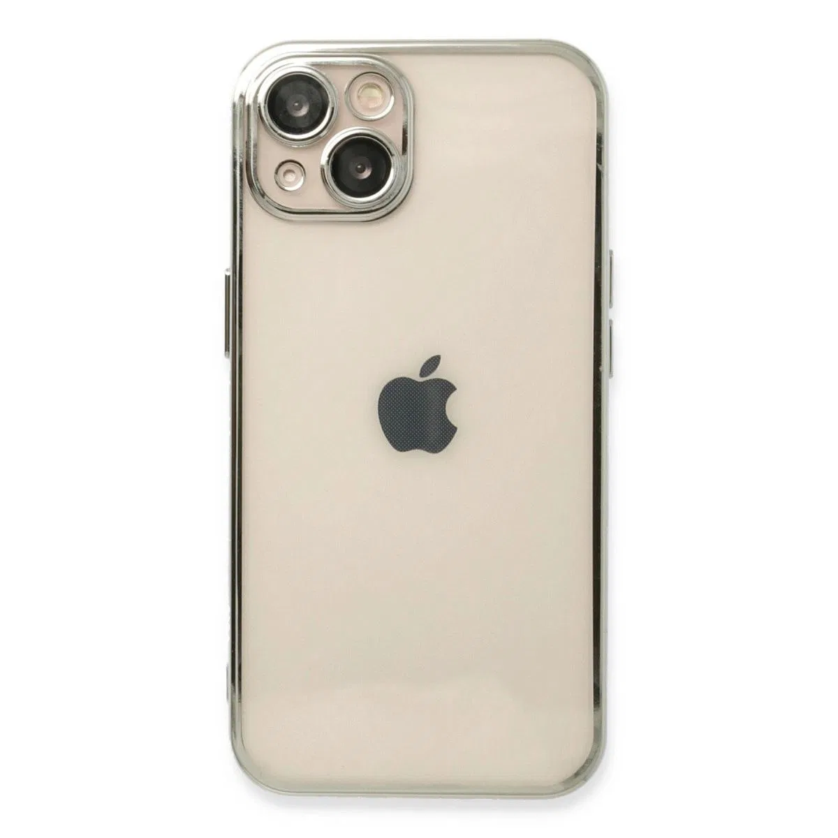 Apple İphone 14 Kılıf Razer Lensli Silikon - Gümüş