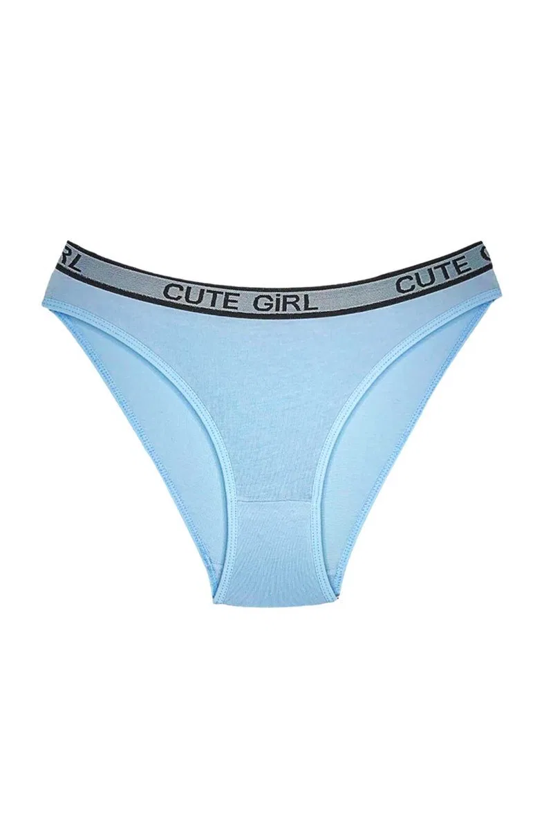 5 Adet Beli Yazılı Pamuklu Kalın Lastik Kadın Slip Külot görsel 6