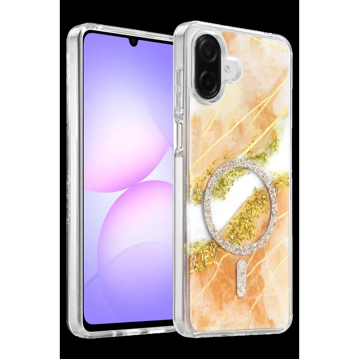 Onegif Samsung Galaxy A07 4g Lotus Simli Magsafe Kapak - Turuncu