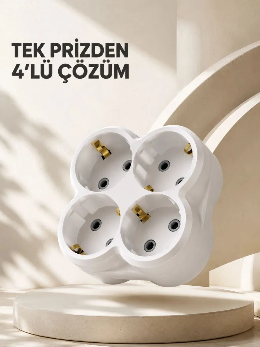 Kompakt 4’lü Priz Adaptörü Ev Ofis İçin Kablosuz Priz Çoğaltma Atı