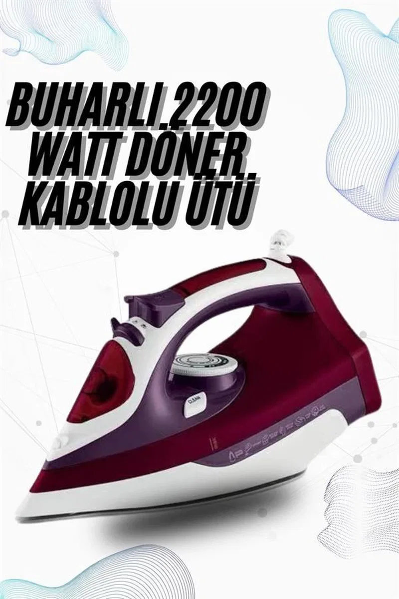 Buharlı Kablolu Ütü 2200 Watt Kireçlenme Önleyici Şok Buharlı Yeni Nesil görsel 2