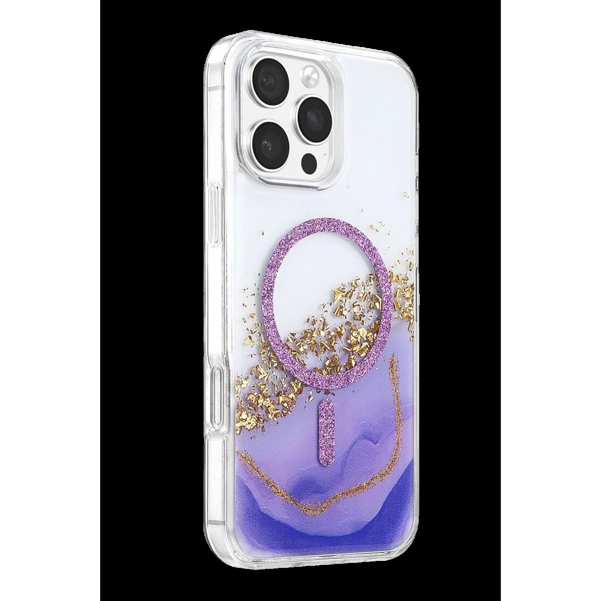 Onegif Apple İphone 16 Pro Max Lotus Simli Magsafe Kapak - Mor görsel 2