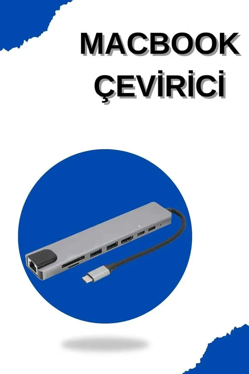 Çevirici Dönüştürücü Adaptör Macbook 3 In 1 Type-C To Hdmı USB 3. 0 görsel 2