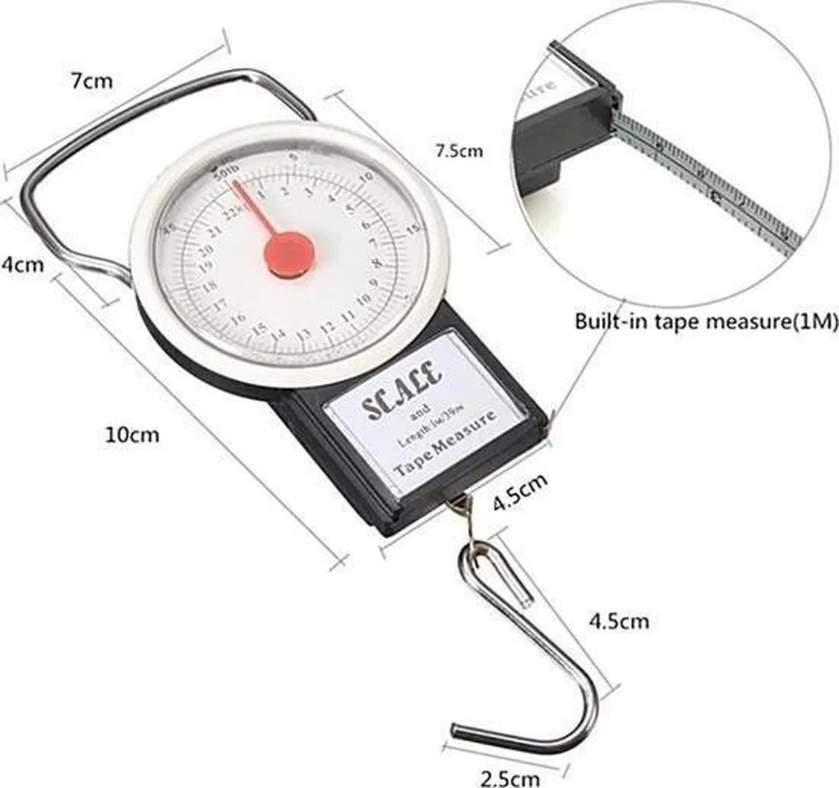 22 Kg/50lb Kancalı Tartı Aleti 1 Metre Mezuralı Askılı Balıkçı Terazisi görsel 3