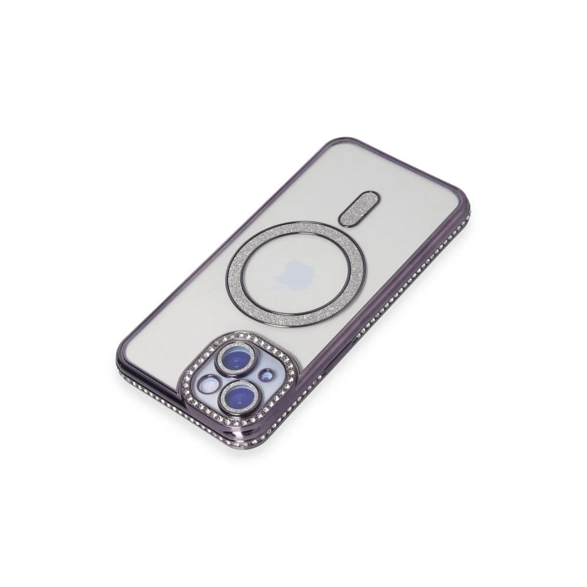 Apple İphone 13 Kılıf Joke Simli Magneticsafe Kılıf - Derin Mor görsel 3