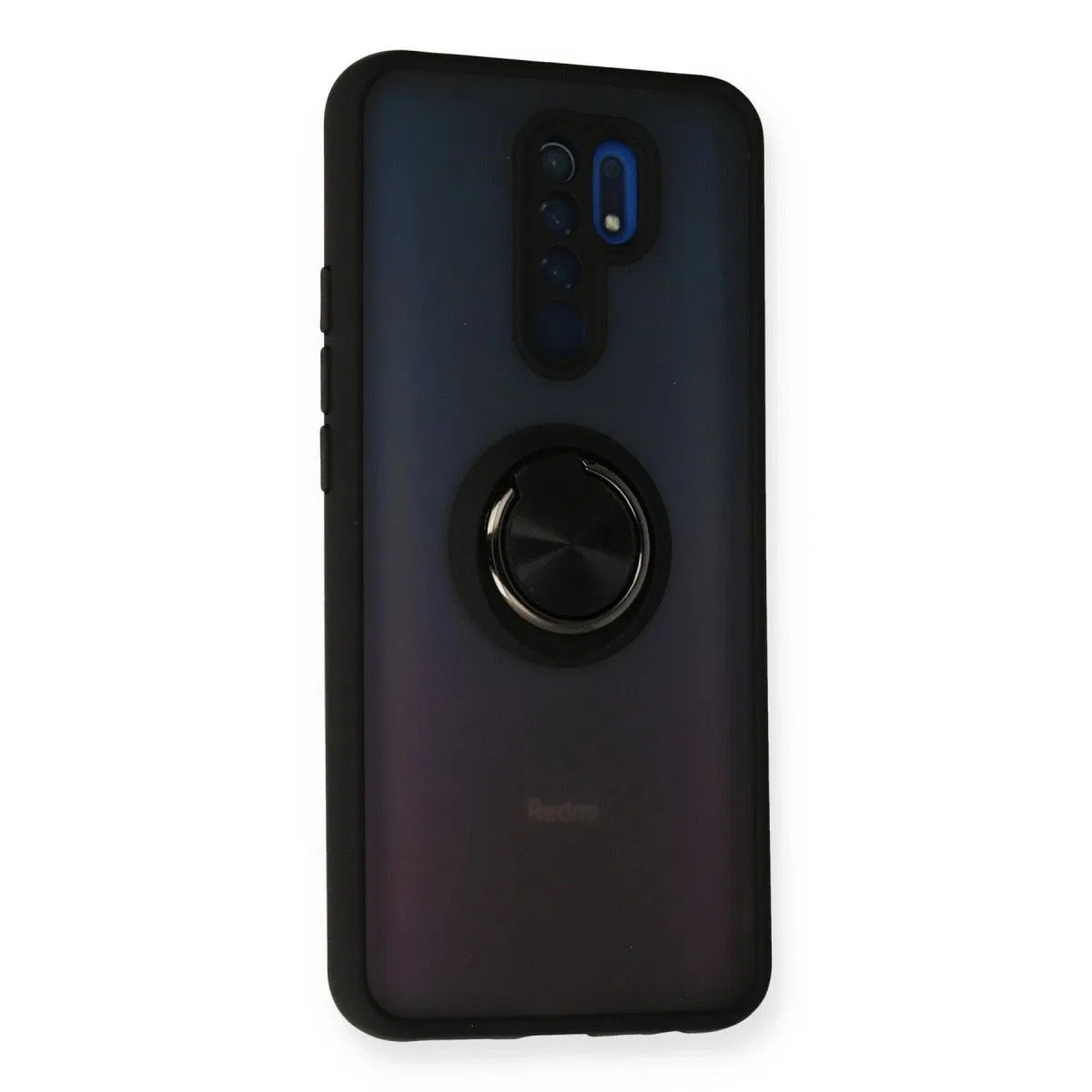 Xiaomi Redmi 9 Kılıf Montreal Yüzüklü Silikon Kapak - Siyah görsel 2