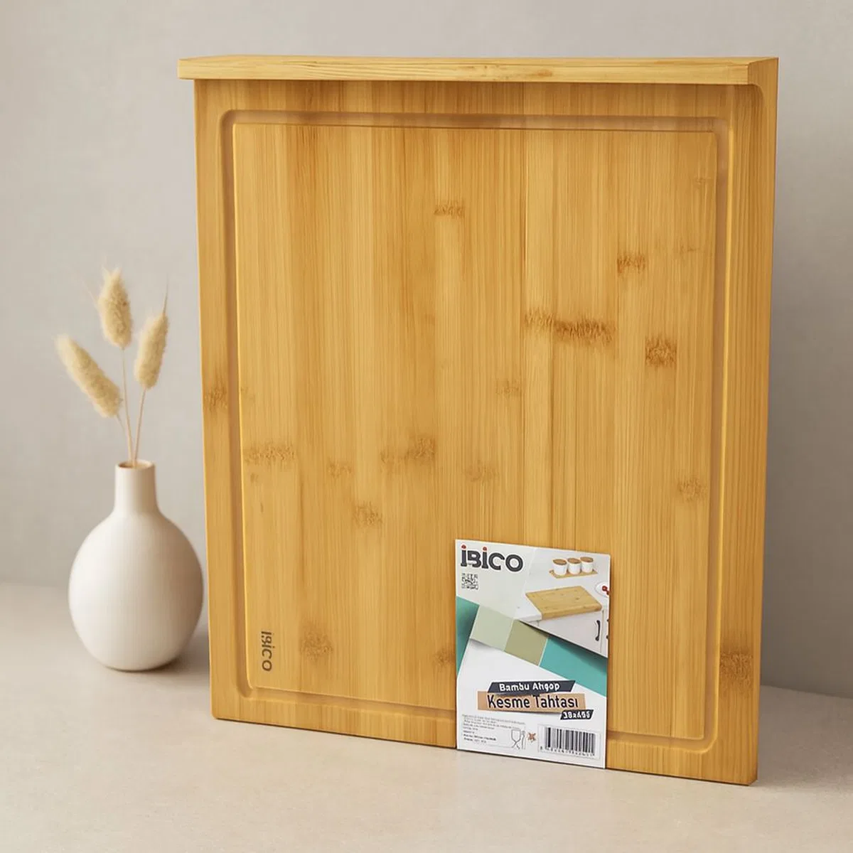 Bambu Kesme Tahtası 38x45 cm - Klı, Kenar Destekli