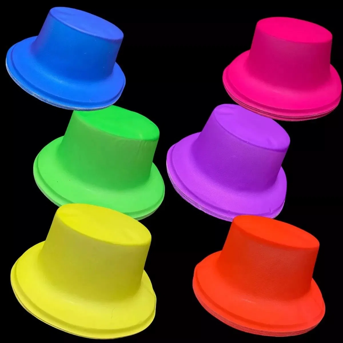 Neon Partisi Turuncu Renk Plastik Fötr Şapka görsel 4