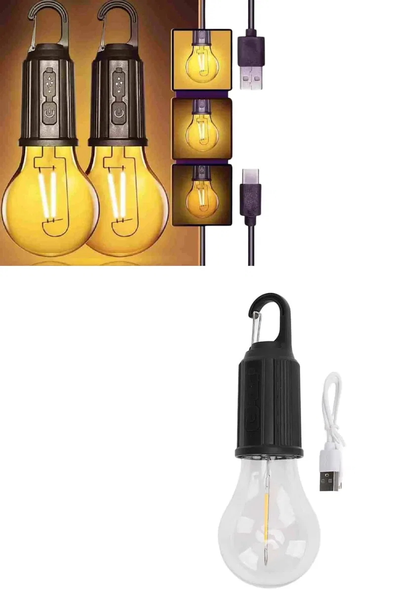 3 Farklı Mod LED'li Şarjlı Asma Kancalı Kamp Lambası Taşınabilir Ampul görsel 4