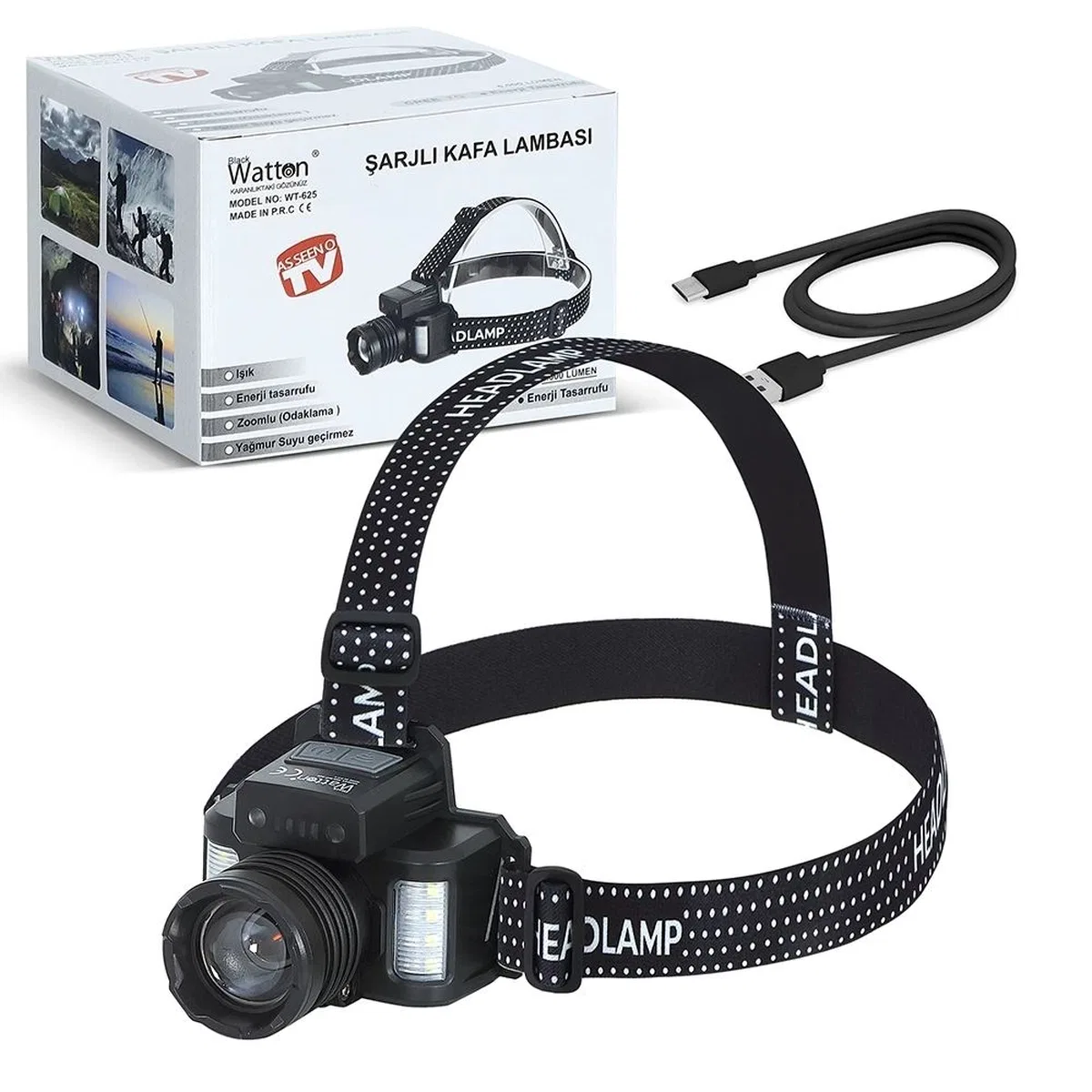 Sensörlü Cree Tg Led Şarjlı Kafa Lambası Wt-625