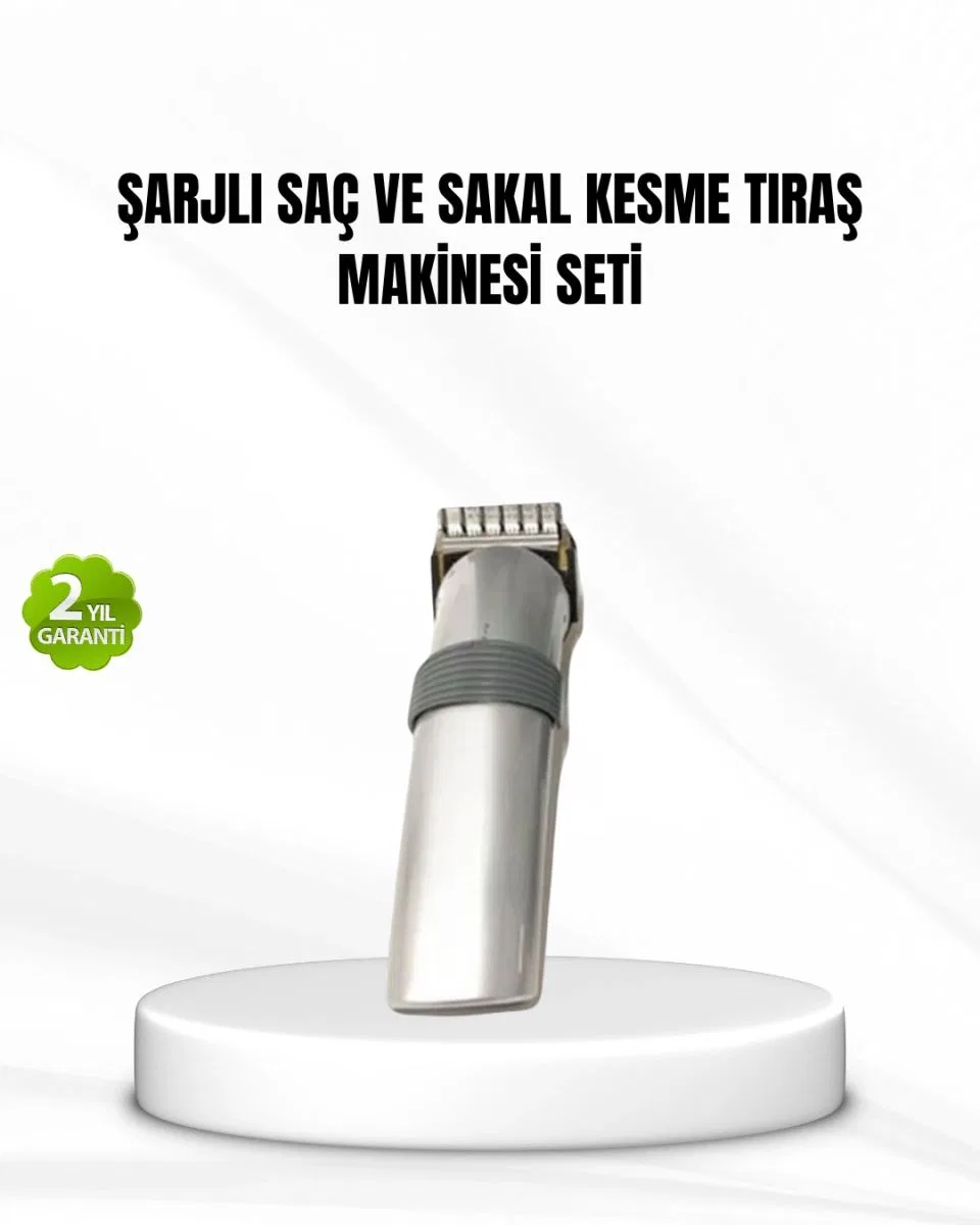 Şarjlı Saç Ve Sakal Kesme Makinesi – Paslanmaz Çelik Bıçak, Ayarlanabilir Başlık