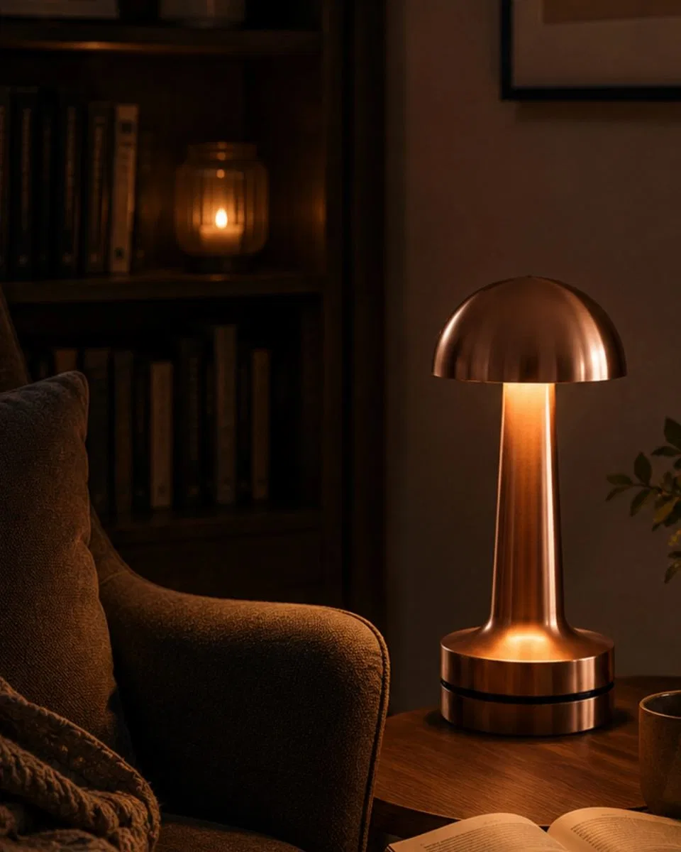 Dokunmatik Mantar Gece Lambası Bronz Led Masa Aydınlatması