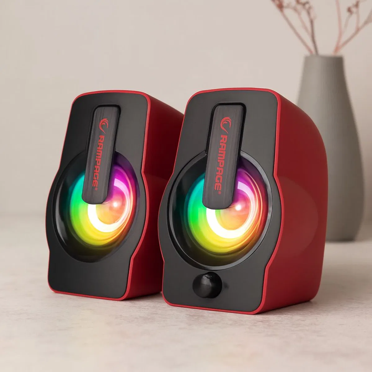 2. 0 USB RGB Işıklı Kırmızı Multimedya Hoparlör Seti (1+1, 12W)