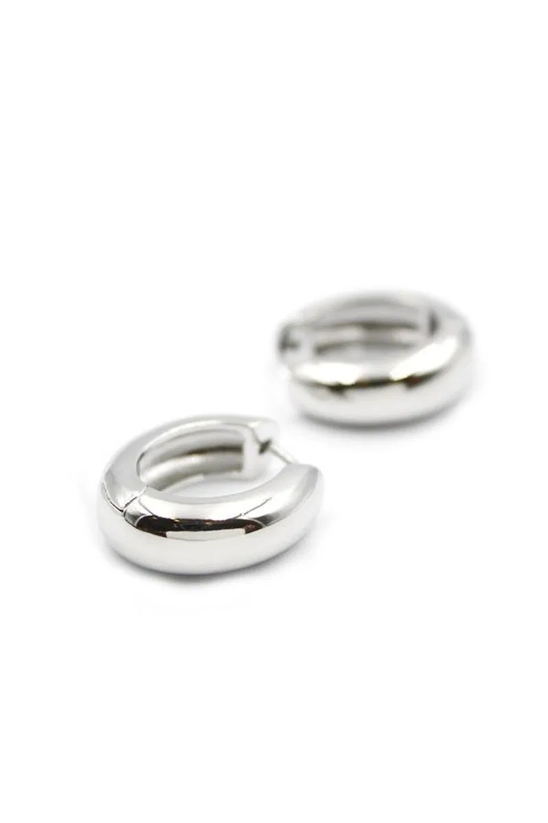 Oval Halka Küpe - Gümüş görsel 2