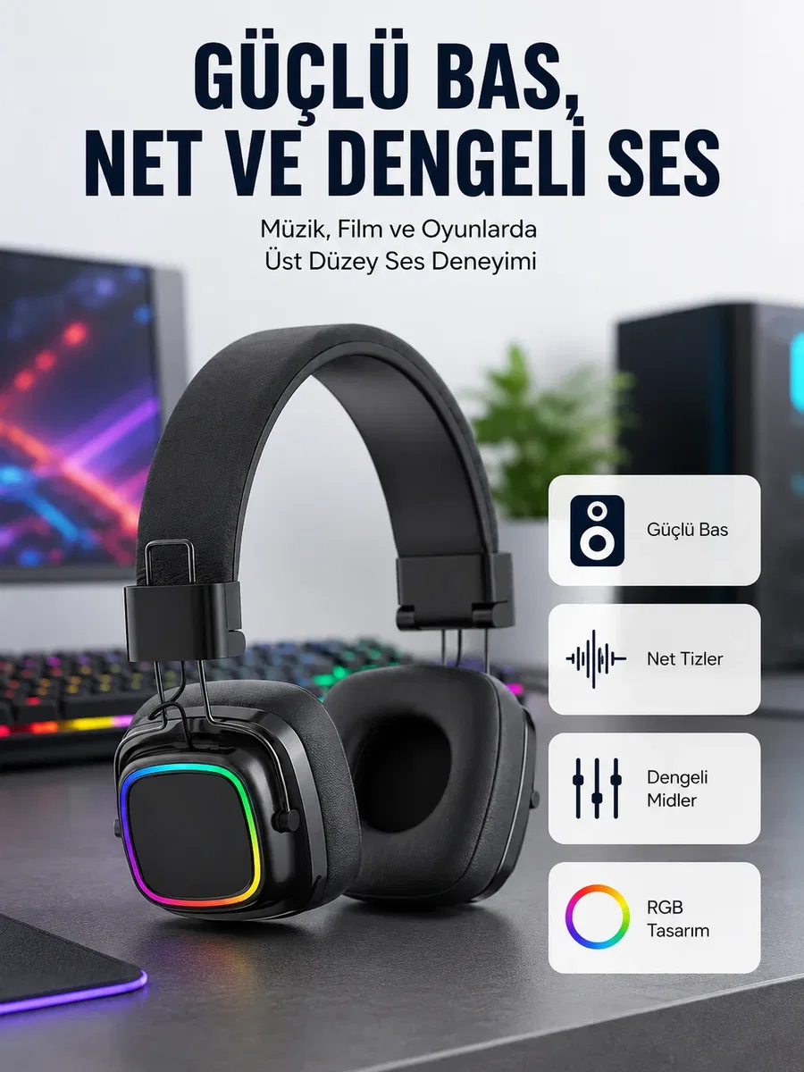 Yüksek Ses Kaliteli Kablosuz Kulak Üstü Kulaklık – BT 5. 3